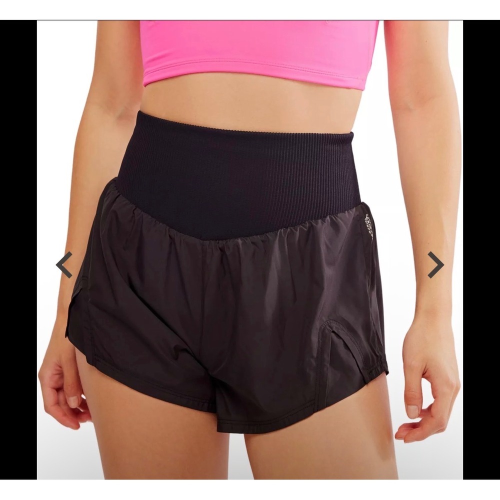Free People Movement Carpe Diem Shorts Black High Rise Smocked Waist Large